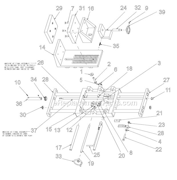 Page B Diagram and Parts List for HP14  Barranca Diamond Brick Saw